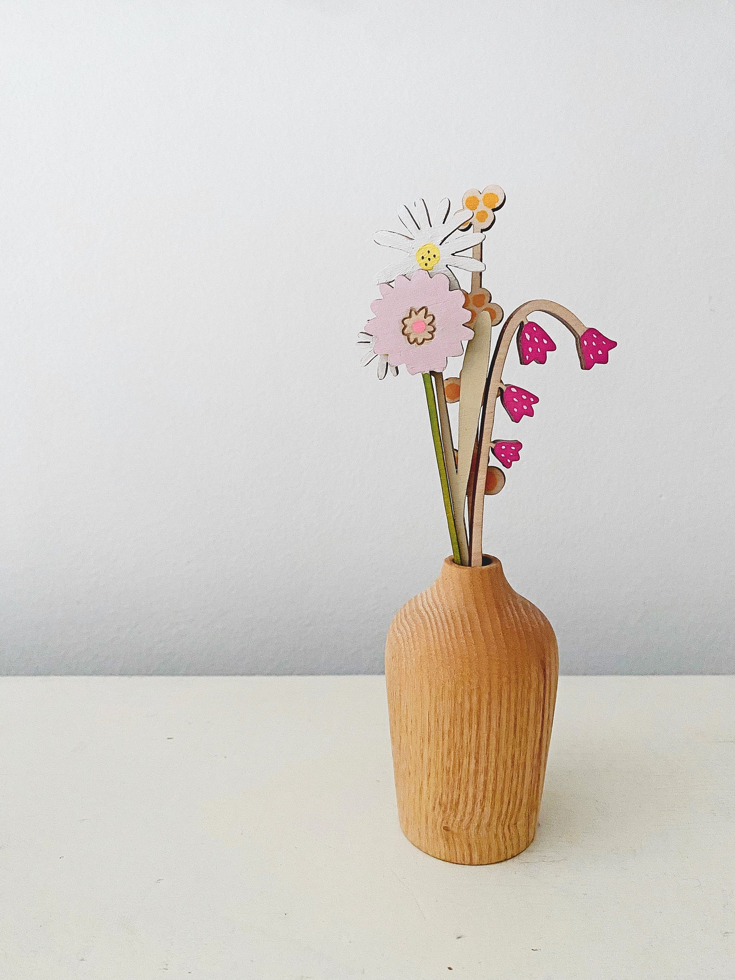 Hand-painted wooden flower posy