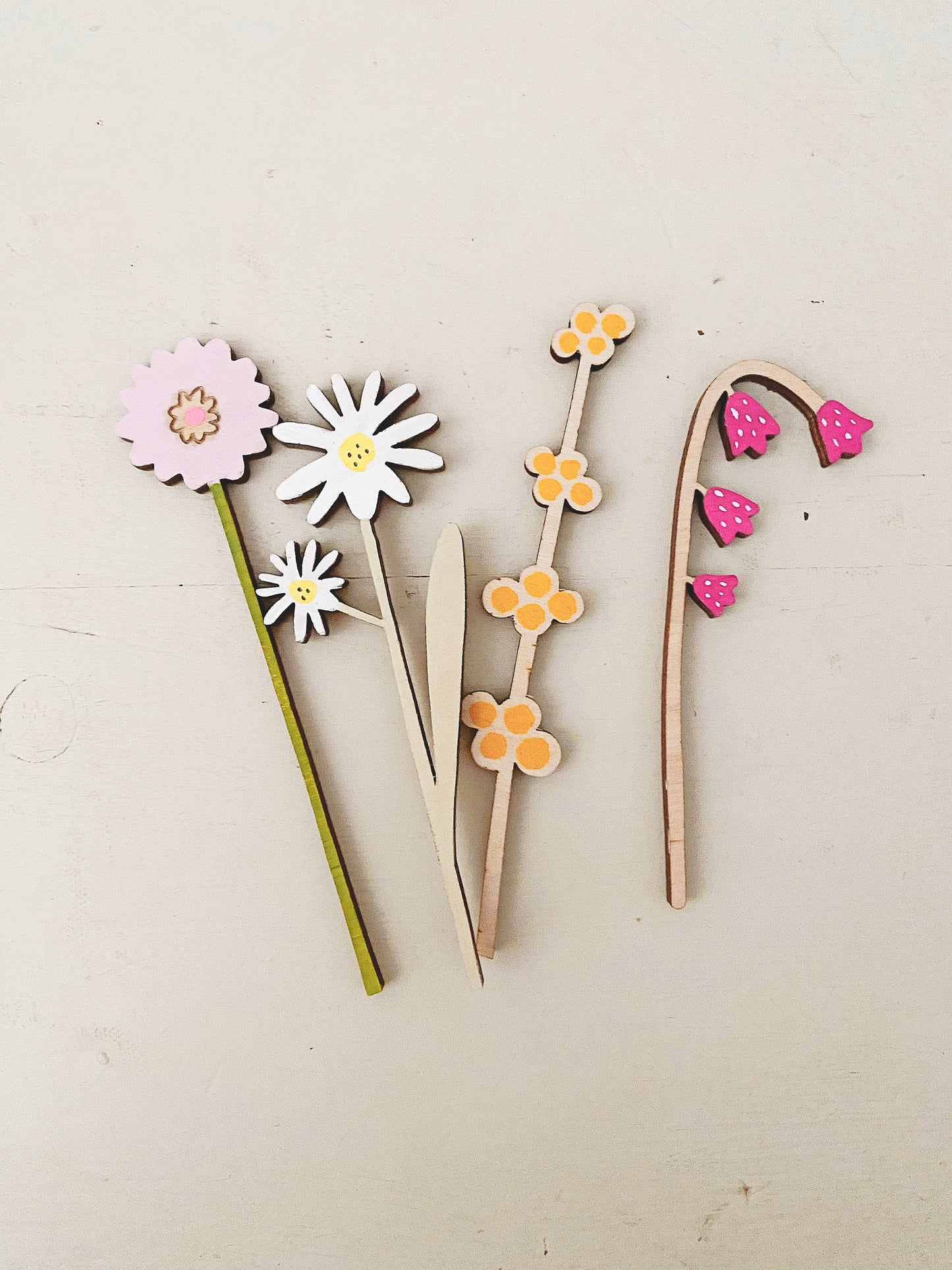 Hand-painted wooden flower posy