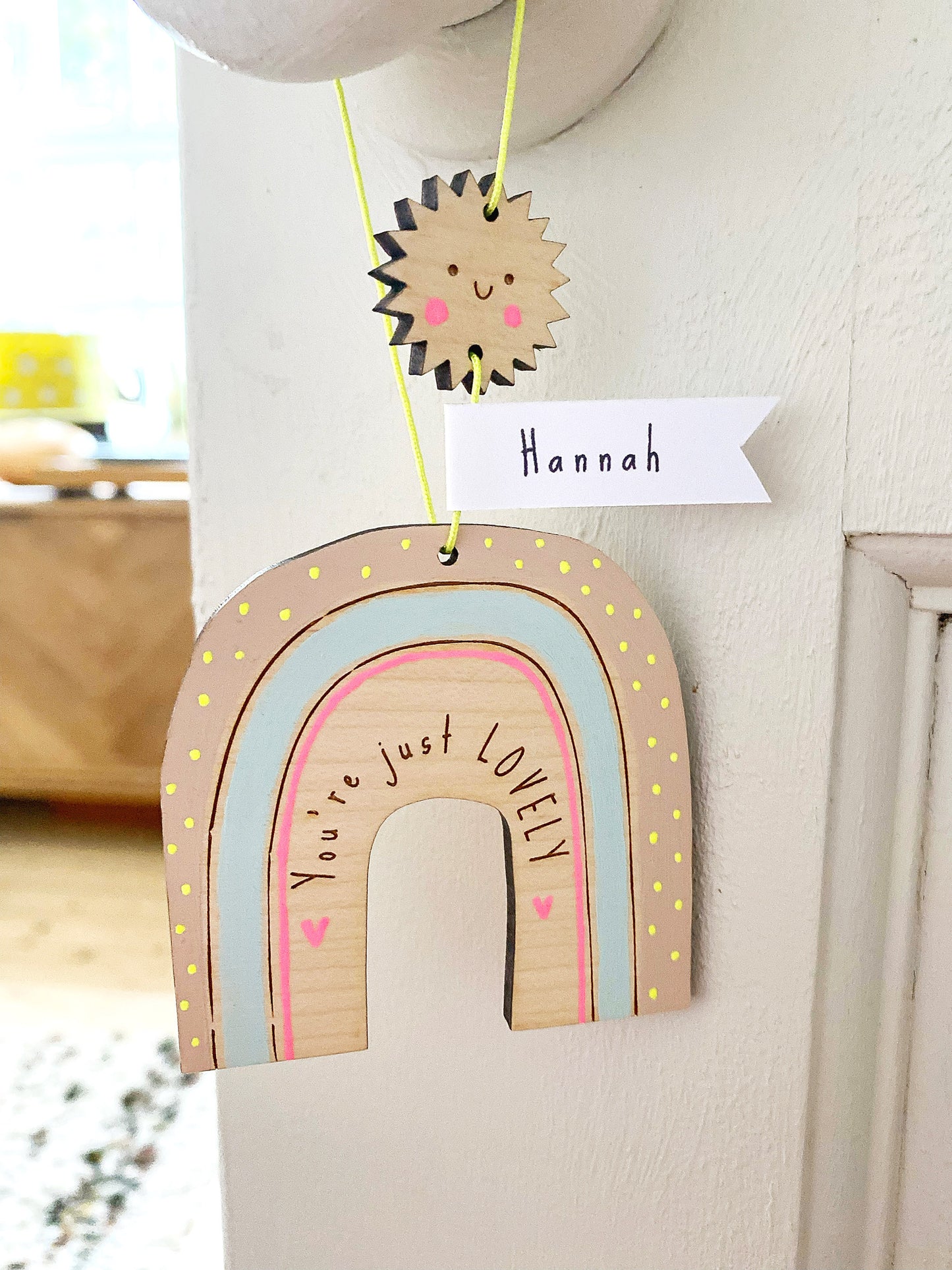 You're just lovely rainbow wooden keepsake