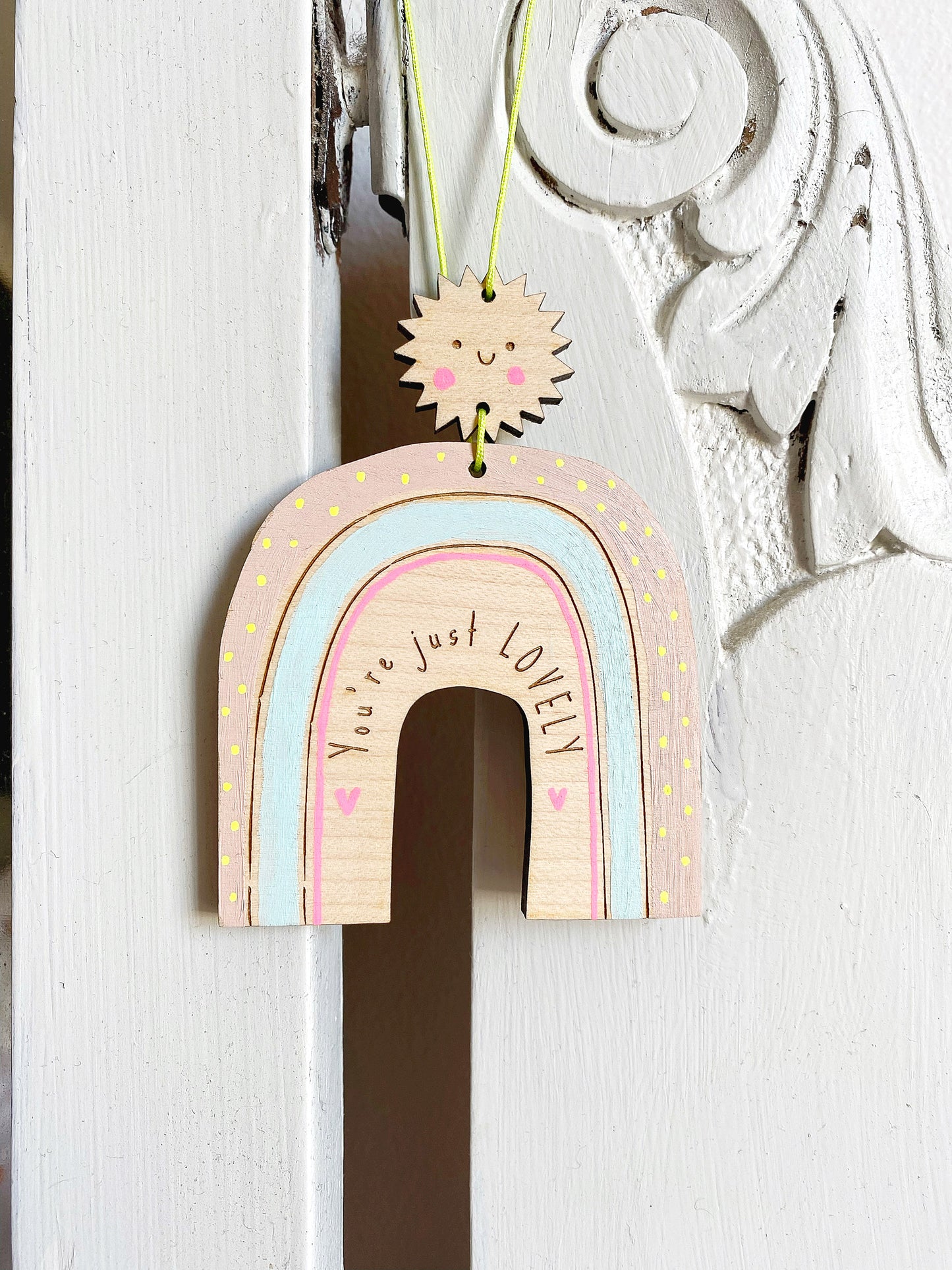 You're just lovely rainbow wooden keepsake