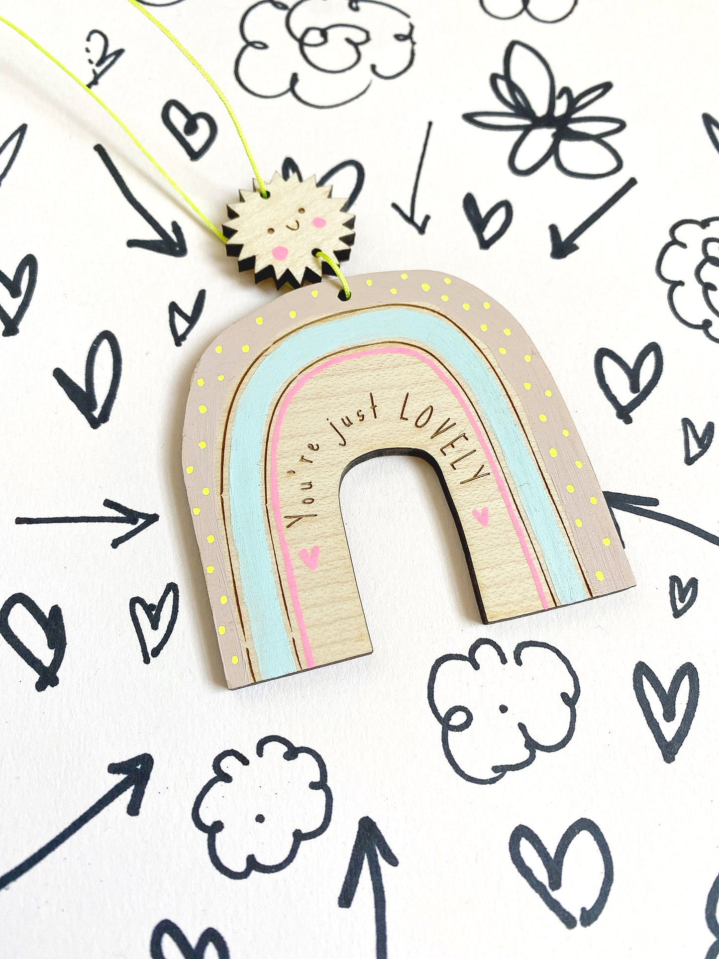 You're just lovely rainbow wooden keepsake