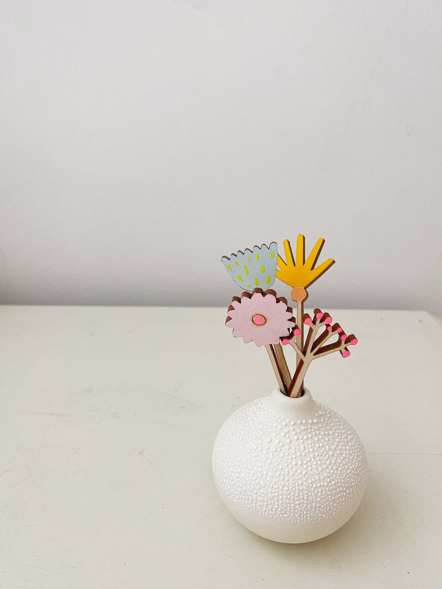 Hand-painted wooden wildflower stems