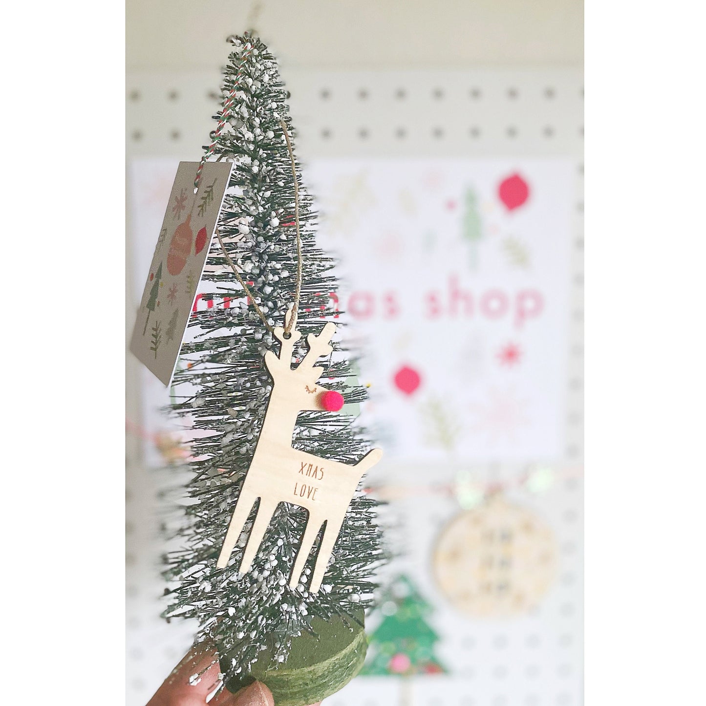 Wooden Christmas reindeer keepsake decoration