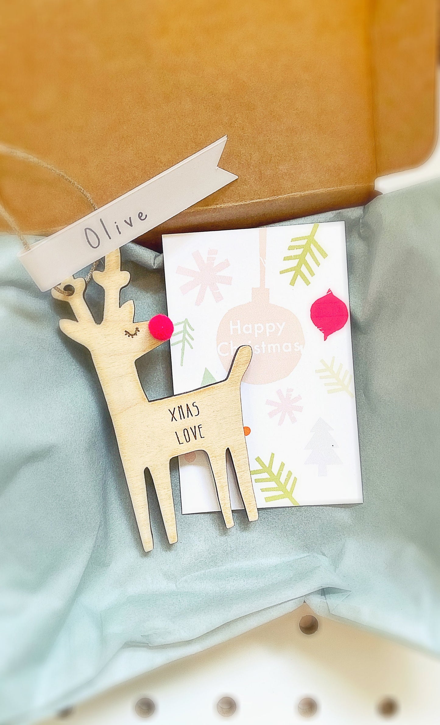 Wooden Christmas reindeer keepsake decoration