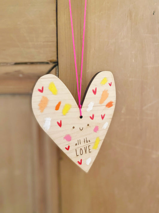 All the love wooden heart keepsake