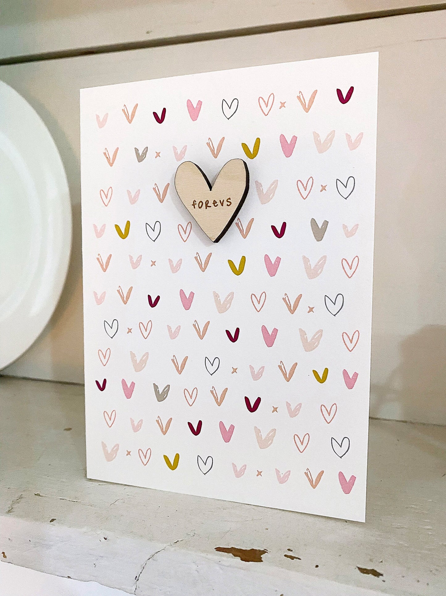 Forevs wooden heart greeting card