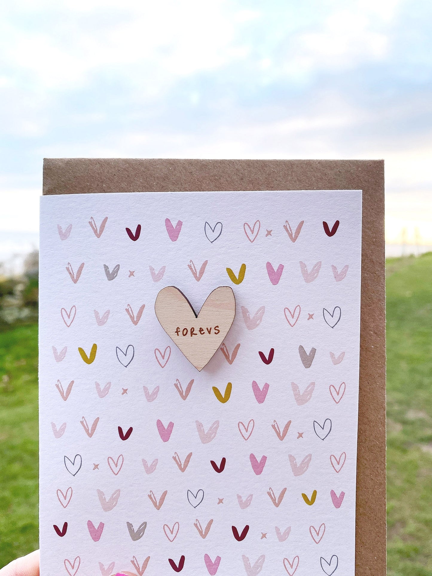 Forevs wooden heart greeting card